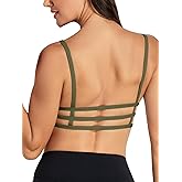Spaghetti Straps Padded Sports Bras for Women Strappy Workout Gym Fitness Crop Tops Open Back