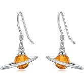 LONAGO Amber Saturn Earrings Ball Planet Saturn Dangle Earring Jewelry Gift for Women