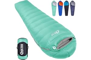 QEZER Down Sleeping Bag for Adults 0°F 10°F 15°F 20°F Backpacking Sleeping Bag for Cold Weather with Compression Sack