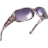 SIPHEW Women's Polarized Sunglasses - Wrap Around Stylish Rectangular Frame w UV Protection Sun Glasses for Women
