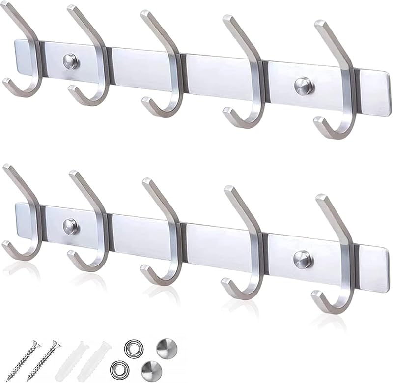 GlazieVault Stainless Steel Coat Hooks Wall Mounted 2 Pack
