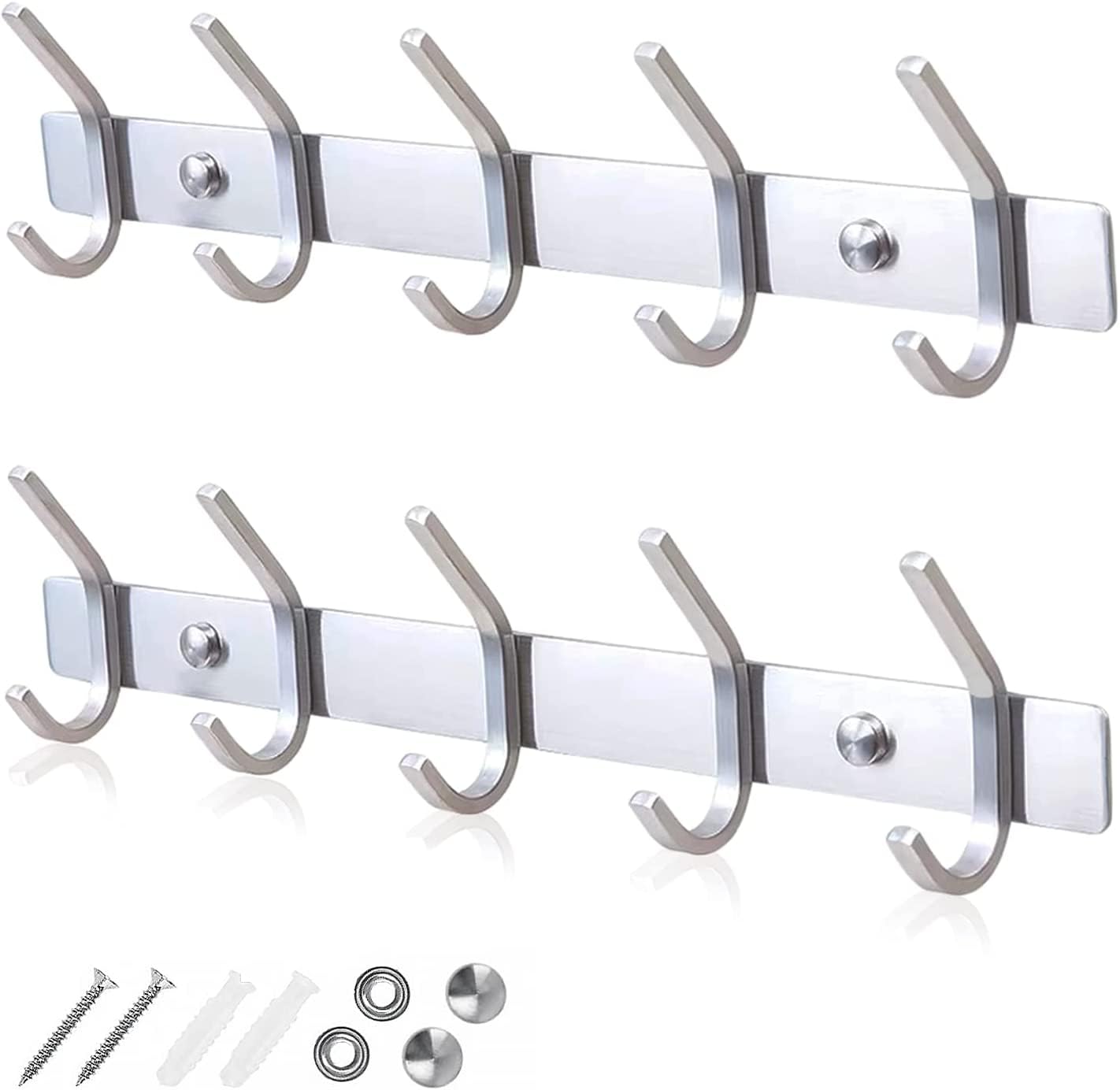 GlazieVault Coat Hooks for Wall - Stainless Steel Coat Racks (2 Pack) - Heavy Duty Coat Hook Wall Mounted - Premium Design Rust Free Coat Hanger for Clothes (Silver J) — image 1