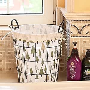 Cesto de Ropa Sucia Cesto de Almacenamiento de Hierro Forjado Cesto de