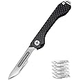 outROAR Gear Folding Scalpel Knife with Carbon Fiber Handle & 10 Replaceable Blades, Slip Joint Action, EDC Pocket Knife for 22/23/24 blade