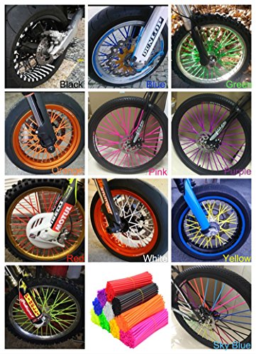 72 Pcs Motorcycle Bicycle Spoke Skins Covers Wraps Wrench 8"-21" rims for Kawasaki KX KL-XF KLR KL Honda CRF XL XLR XR KTM for Yamaha XT250-600 WRF XC, R-Z400S SM RM2 F800GS(Red) - Thumbnail 3
