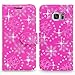 S7 Edge Case, Galaxy S7 Edge Case, Cellularvilla [Slim] [Card Slot] Premium Pu Leather Wallet Case [Drop Protection] Flip Protective Stand Cover for Samsung Galaxy S7 Edge G935 (Pink Glitter)