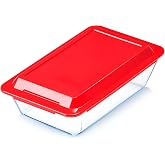 NUTRIUPS 1.4QT Rectangular Deep Small Glass Baking Dish with Lid | Glass Baking Pan with Lid, Deep Bakeware for Oven,2.55&rdquo; depth