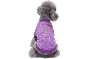 CHBORLESS Pet Dog Classic Knitwear Sweater Warm Winter Puppy Pet Coat Soft Sweater Clothing for Small Dogs (M, Purple)