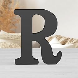 Zaruatu 8 Inch Black Wood Letters Unfinished Wood
