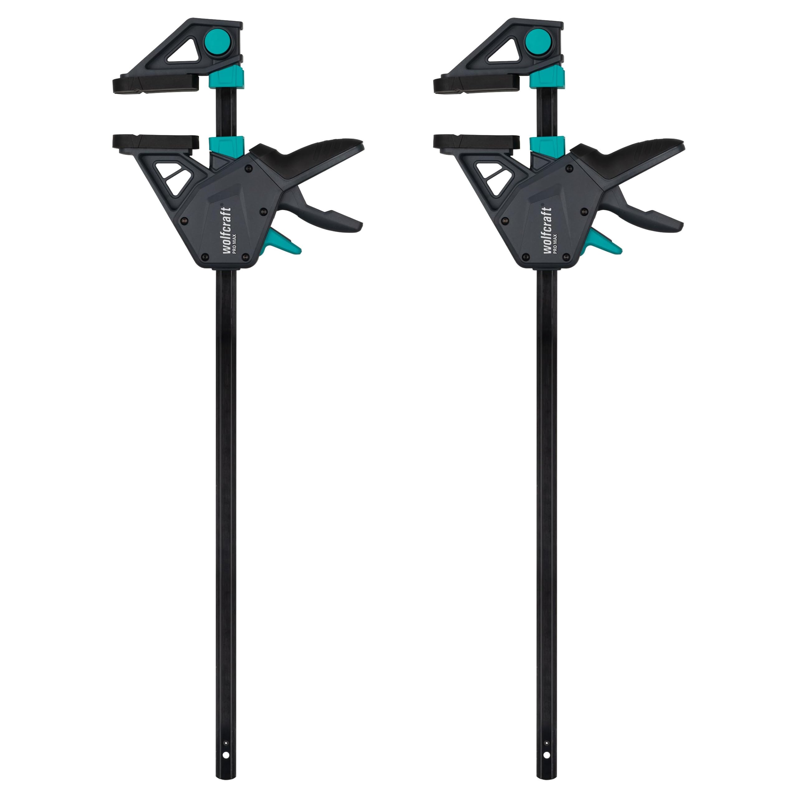 wolfcraft 2 one Hand Clamps PRO MAX I 8662060 I 250 kg Clamping Force for The Highest Professional Demands I high Holding Force I 450 mm Clamping Width I Made in Europe