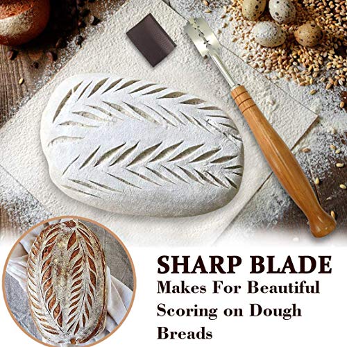 Bread Lame and Danish Dough Whisk Set 10 Replacement blade and Leather