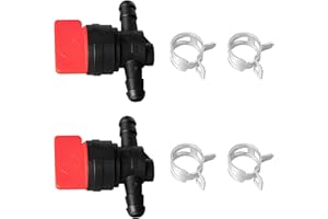 CLSR2U Fuel Shut Off Valve for Mower - 1/4" Fuel Cut Off Valve for Riding Lawn Mower Garden Tractor Pressure Washer Snowblower, in Line Fuel Gas Control Shut Off Valve Switches Tap for Small Engines 2 Packs
