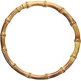 uxcell Bamboo Purse Handle, 7 Inch Round Handmade Rings Holders, Decorative Replacement Handle for Tote Bag, DIY Beach Summer Bag, Handbag Making Decorations, (Brown)
