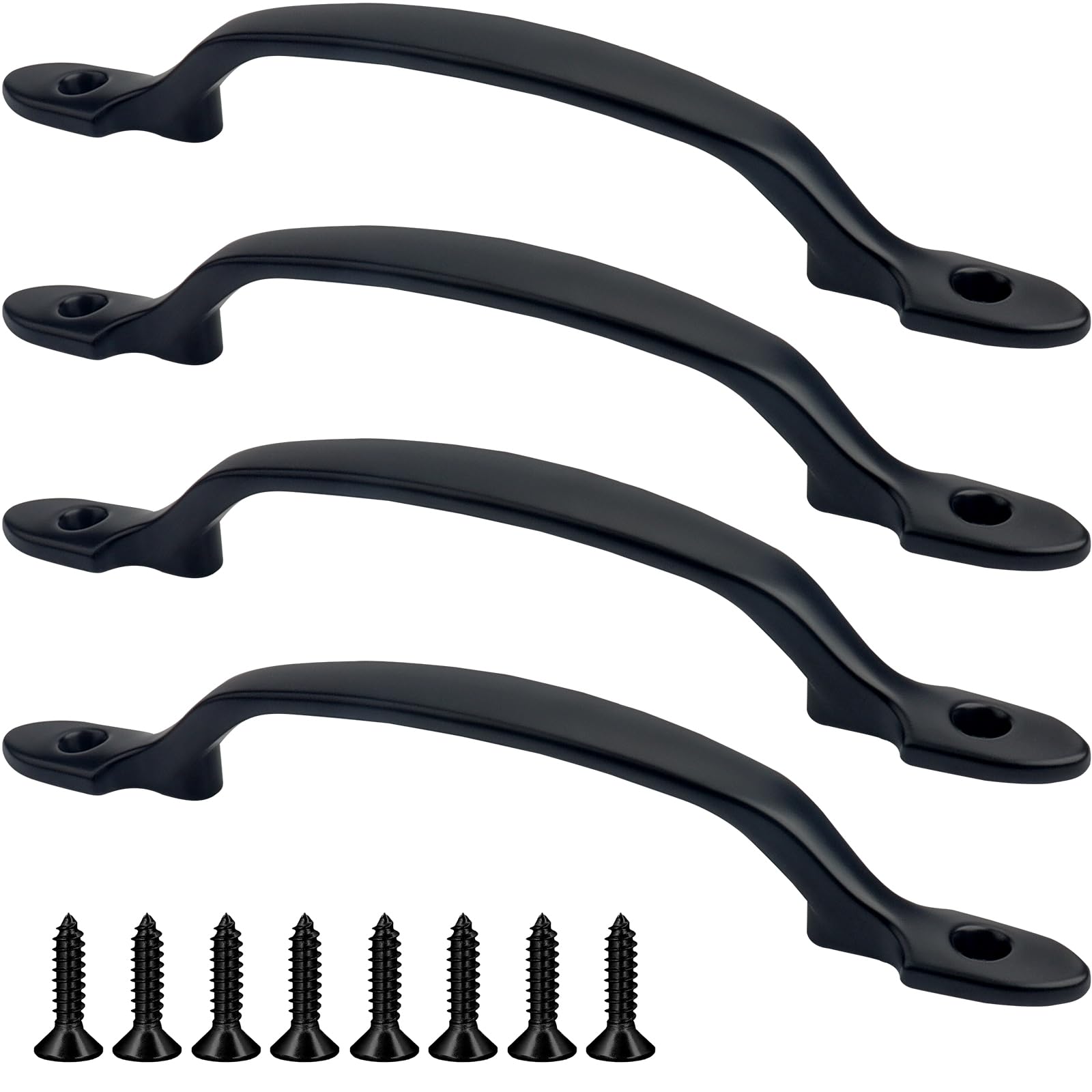 Roellgs 4pcs Door Handles， D Handle， Gate Handle for Wooden Gates，Suitable for Bathroom Barns Shed Pull Handle Cabinet (Black)