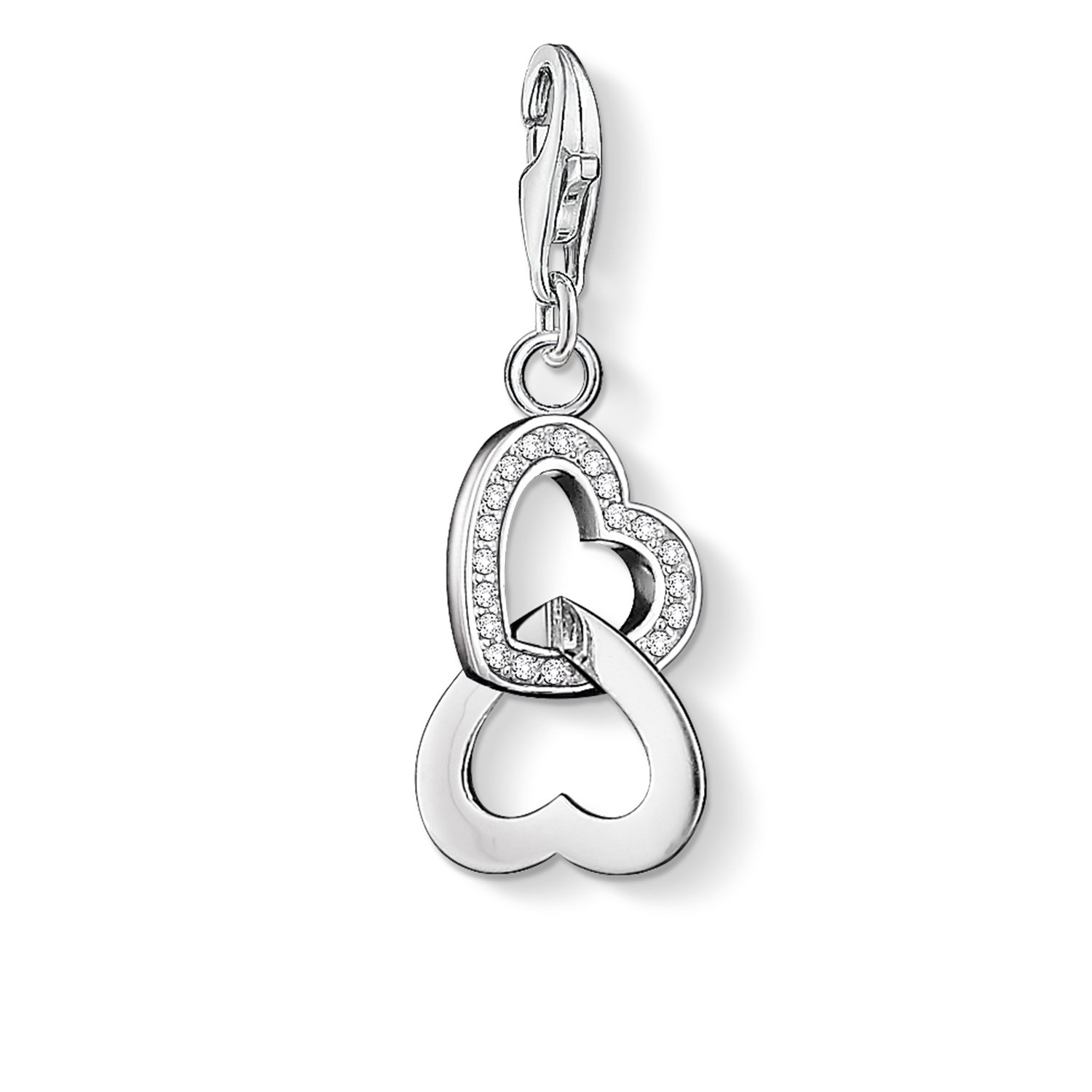 Thomas Sabo Women Charm Pendant Hearts Zirconia Charm Club 925 Sterling Silver 0863-051-14