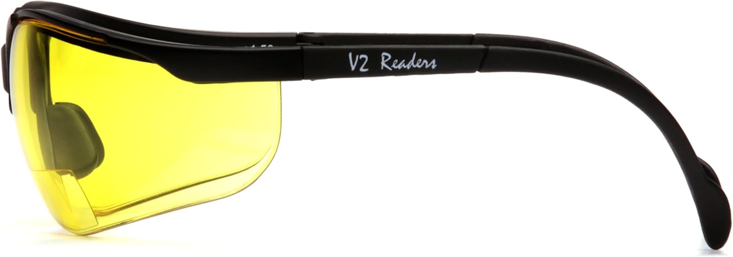Pyramex V2 Bifocal Reader Safety Glasses Protective Eyewear, 1.5 Diopters, Amber : Hunting Safety Glasses : Sports & Outdoors