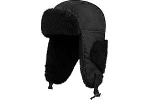Clakllie Unisex Trapper Winter Hat Waterproof Leather Bomber Hats Russian Ushanka Caps Trooper Aviator Cap with Earflaps