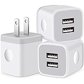USINFLY USB Wall Charger, 3-Pack 2.1A Dual Port USB Cube Charger Block Power Adapter Charging Plug Box Brick for iPhone 14 13