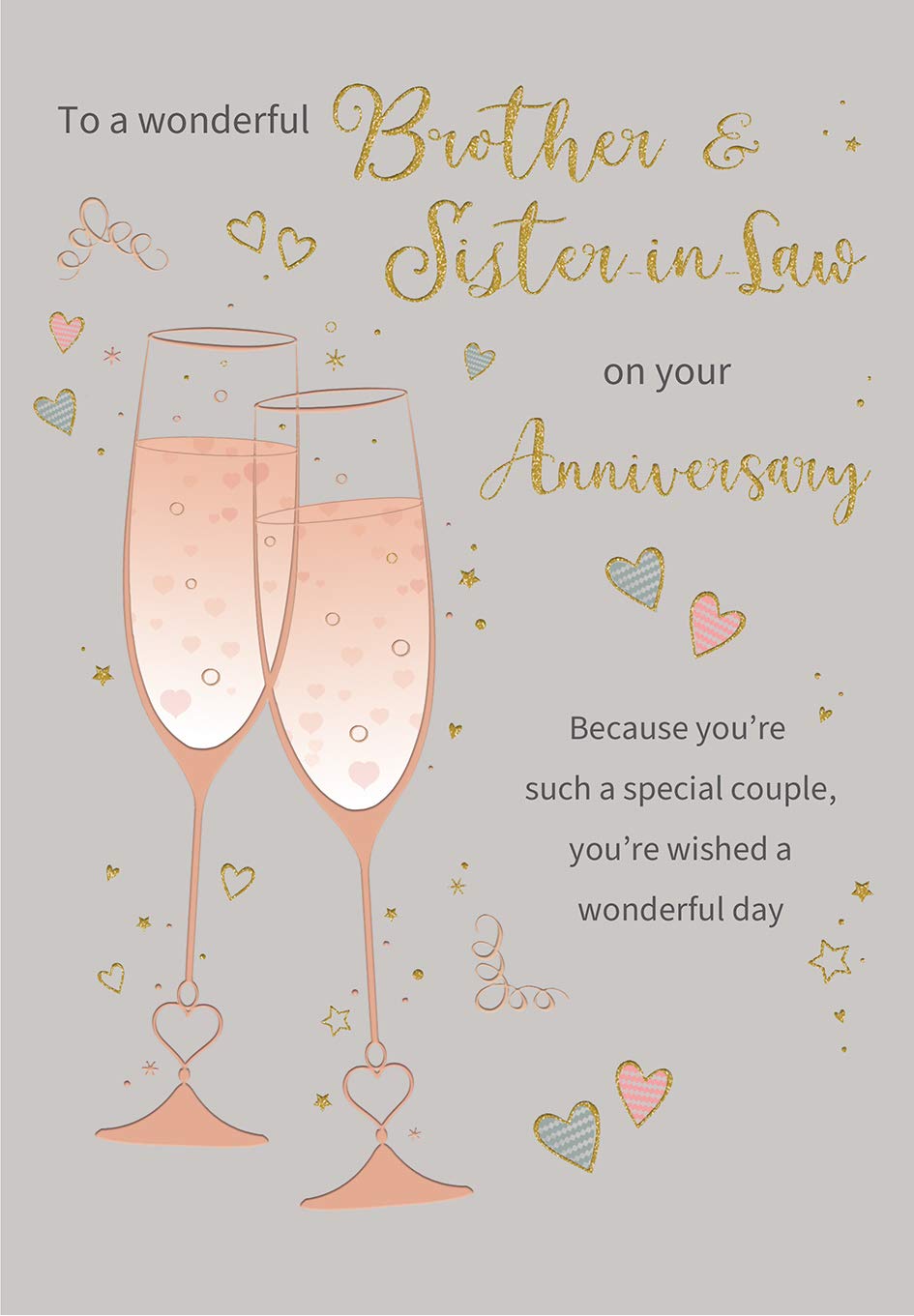Regal Publishing Classic Annivesary Card Brother & Sister in Law - 9 x 6 inches, Beige
