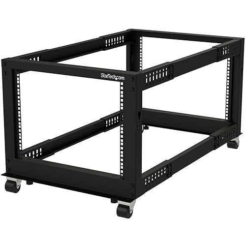 StarTech.com 4-Post 8U Mobile Open Frame Server Rack, 19in Network Rack ...