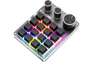 Yunseity Programmable Macro Keyboard, 16 Keys 3 Knob Gaming Keypad with USB Wired + BT Mode, Customize Scenario with Software