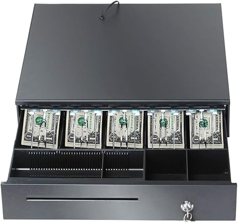 Amazon Com Large Cash Box With Lock Heavy Duty Compact Black