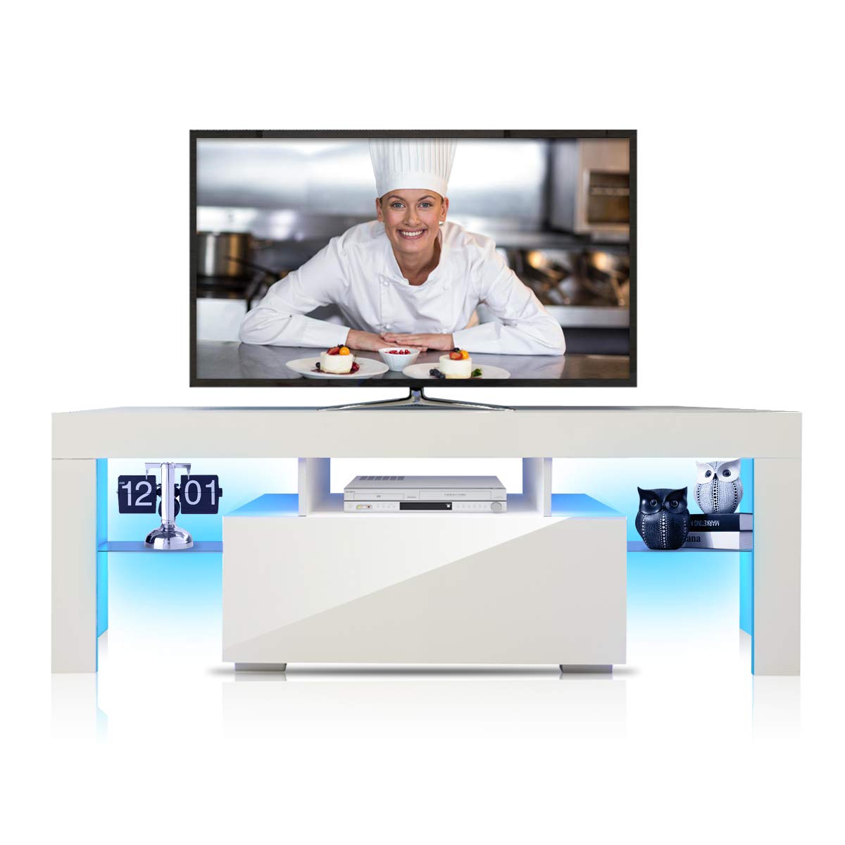 Upgraded Version TV Entertainment Center Bracket, 12-Color LED Entertainment Center TV Cabinet with Remote Control Lights, 40/45/55 inch TVL Living Room Entertainment Center Media Console Table
