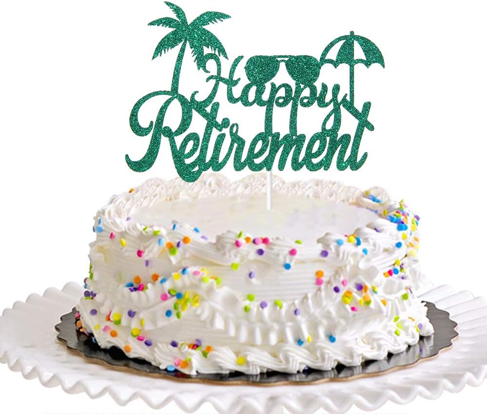 Dill-Dall Green Happy Retirement Cake Topper, Retirement Party Decorations Supplies, Retired AF Sign, Retirement Decor for Men or Women