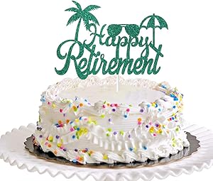 Dill-Dall Green Happy Retirement Cake Topper, Retirement Party Decorations Supplies, Retired AF Sign, Retirement Decor for Men or Women