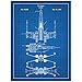 Inked and Screened Screen Print, 18 x 24, X-Wing-Blue Grid