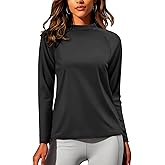 NASBING Women's Thermal Shirts Long Sleeve Mock Neck Base Layer Cold Weather Fleece Lined Warm Undershirt Regular Fit Tops