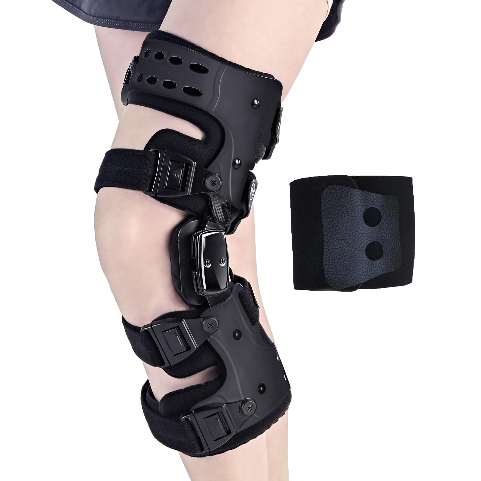 Photo 1 of EZWORK OA Unloader Knee Brace - Arthritis Pain Relief, Osteoarthritis, Bone on Bone Knee Joint Pain, Cartilage Defect Repair, Avascular Necrosis Hinged,Degeneration (Black Left Upgrades)