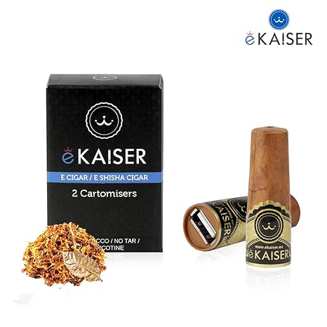 eKaiser Elektronische Zigarre 2er Pack Cartomizer Gold Cigar Flavour E Zigarre E Shisha Einweg | 30/70 VG/PG Premium-Geschmac