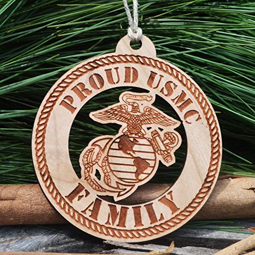 Wooden Marine Corps Family Christmas Ornament