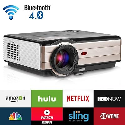 4200 Lumen LCD LED HD Home Theater Wireless Projector with Android Bluetooth, Support Full HD 1080P HDMI WiFi Airplay Smart Multimedia TV Proyector