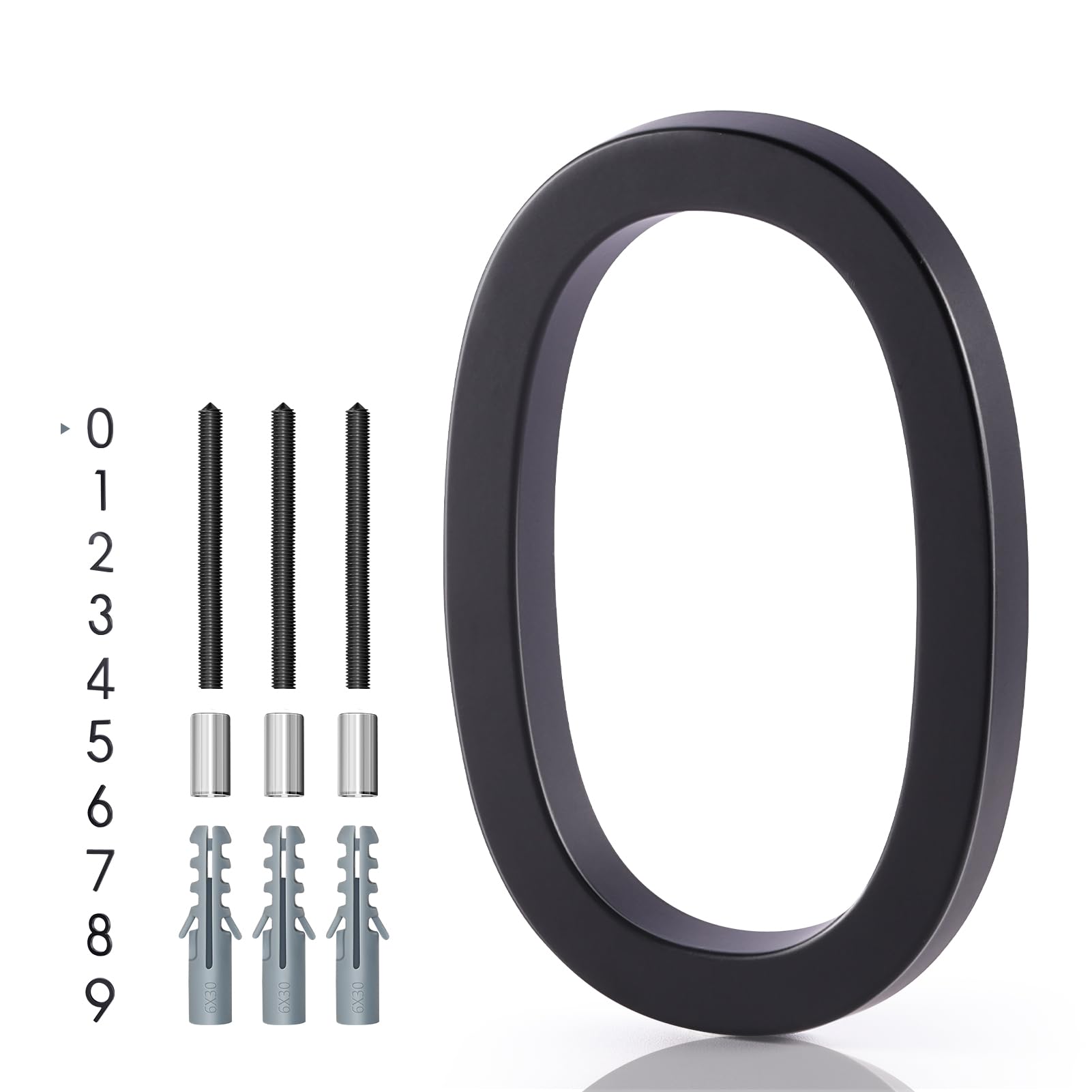 Photo 1 of Floating House Number 0, YIPLED 6 Inch Modern House Numbers for Home, Mailbox, Street (Black)