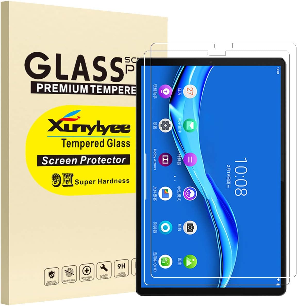 [2-Pack] XunyLyee Compatible with Lenovo Tab M10 FHD Plus Screen Protector, 9H Hardness Anti-Scratch Tempered Glass Film for Lenovo Tab M10 FHD Plus 10.3 TB-X606F