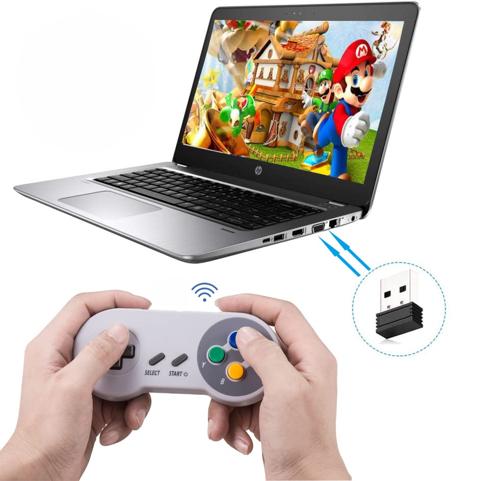 KIWITATA Wireless Classic SNES USB Controller, 2.4G Rechargeable Retro SNES Remote Emulator Gamepad Controller for Windows 11/XP/8/7 MAC RetroPie