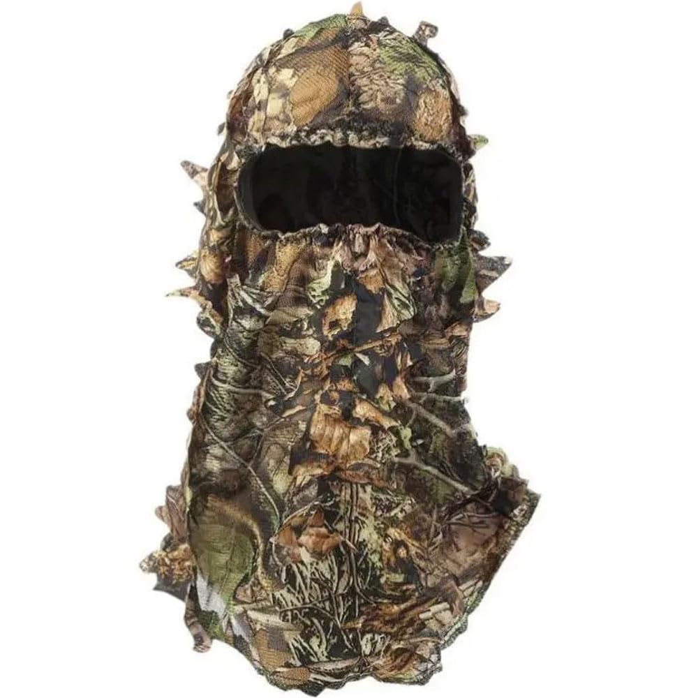 3D Camouflage Balaclava Mesh Face Mask Head Cover Real Leaf Oak Tree Camo Ghillie Hood Airsoft Hunting Photography