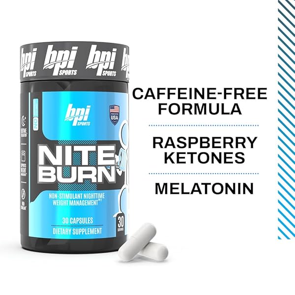 BPI SPORTS NITE BURN – NIGHTTIME FAT BURNER & SLEEP SUPPORT – KETO-FRIENDLY – WEIGHT LOSS, BURN FAT, RELAXATION, BOOST METABOLISM – 30 SERVINGS – 640MG, CAPSULE