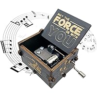Star Wars Music Box，Wooden Hand Crank Unique Musical Boxes Theme Starwars, Mini Antique Vintage Craft Laser Engraved Home Dec