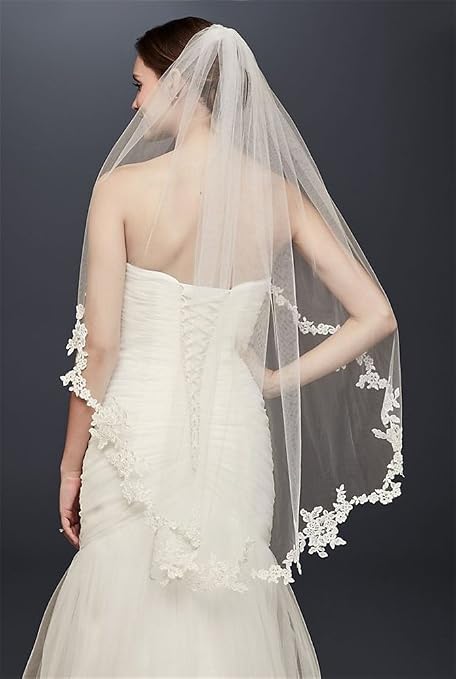 1 Tier Cathedral Wedding Veils Crystal 