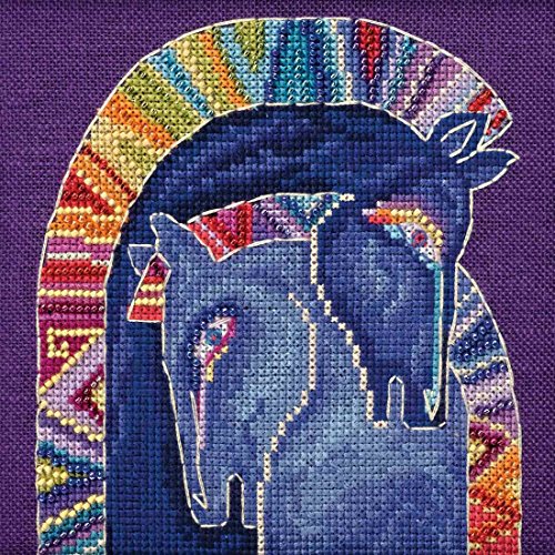 Embracing Horses Beaded Counted Cross Stitch Kit (Linen) Mill Hill 2017 Laurel Burch Horses Collection LB301713