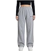 GORGLITTER Women's Striped Side Baggy Sweatpants Wide Leg High Waisted Elastic Waist Jogger Track Pants