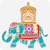 FINGERINSPIRE India Elephant Painting Stencil 11.8x11.8 inch Decorative Painting Template Large Pattern India Theme for Wall Wood Furniture DIY Home Decoration