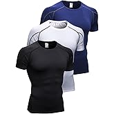 SPVISE 3 Pack Men's Compression Shirts Short Sleeve Cool Dry Sports Athletic Workout Gym Base Layer Undershirt T-Shirt Tops