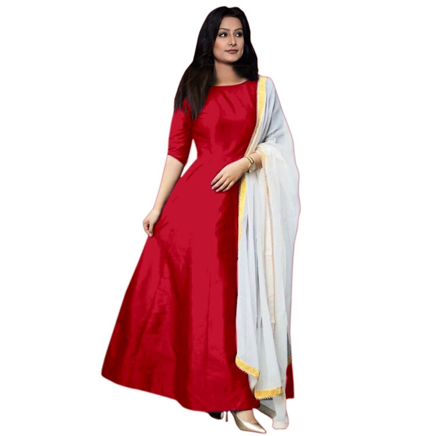 m p store special designer red gown for women/girls red color for party wear piece