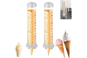bangminda 2 Pcs Ice Cream Cone Dispenser Waffle Cones Holder Wall Mount Cone Holder with 2 gaskets, 16’’L x 3’’ Dia Cone Slee