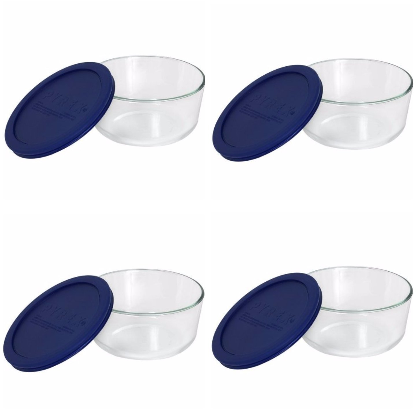 pyrex 7203 7-cup glass food storage containers with blue bpa-free lids, durable & microwave-safe glass, perfect for meal prep & leftover storage, (4-pack) - made in the usa