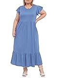 Moon Wood Women's 2025 Plus Size Casual Dress Crew